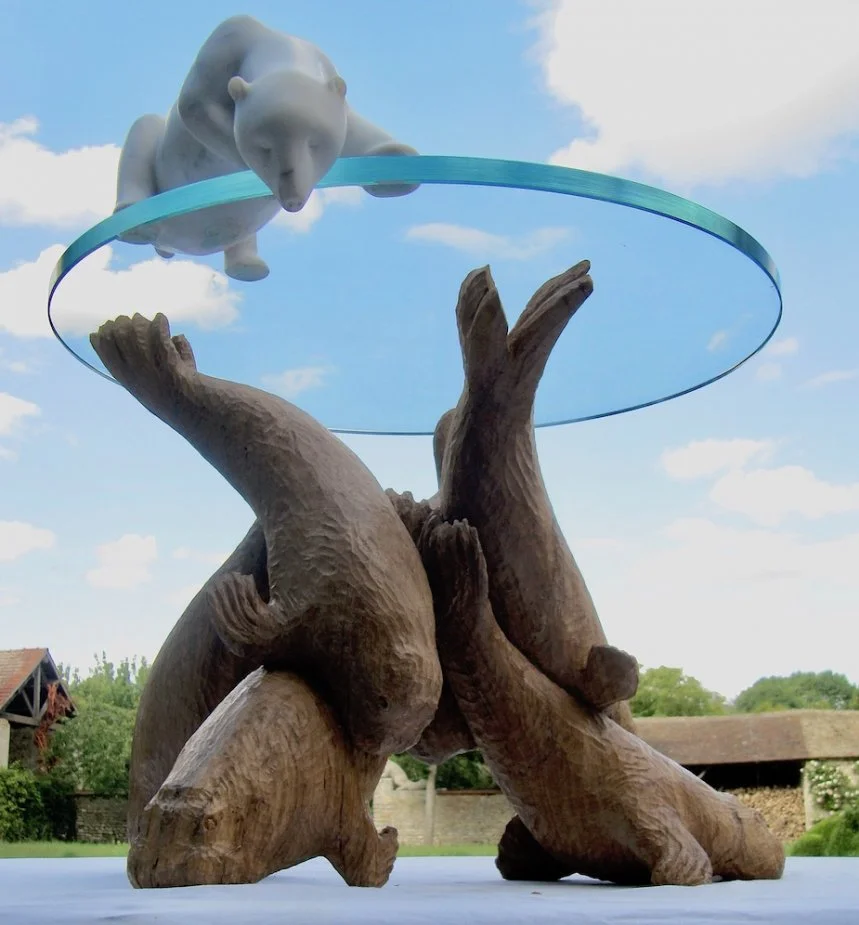 sculpture ours sur glace et otaris